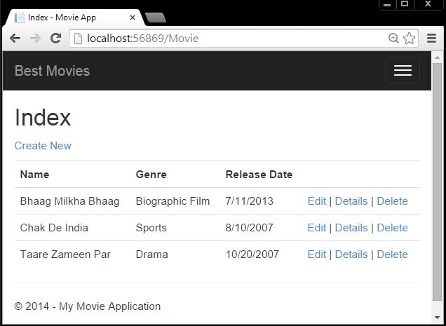 Reading Records in MVC 5